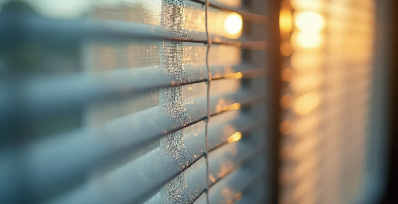 Vue macro de différents matériaux de protection solaire avec effets de lumière et d'ombre