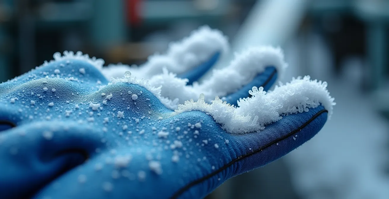 Démonstration des risques de gelure lors d'une projection de fluide frigorigène sur la peau