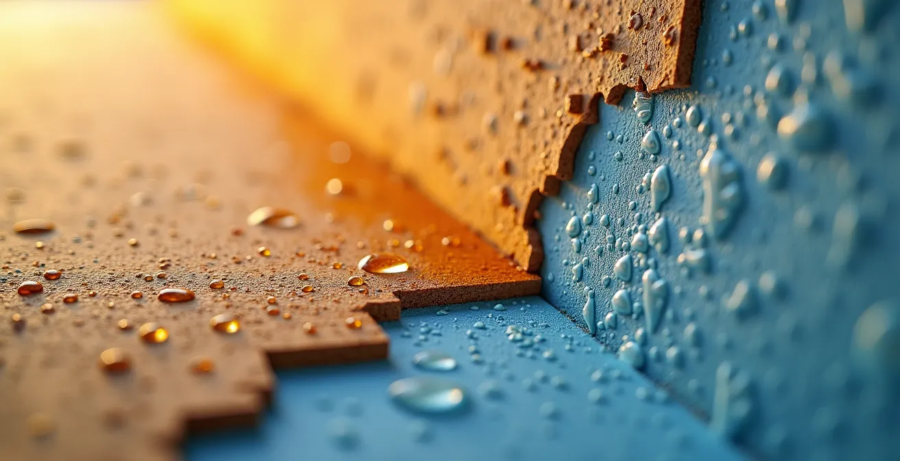 Gros plan sur un mur intérieur avec application d'enduit isolant