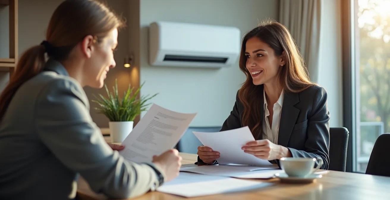 Locataire et propriétaire discutant des termes d'un contrat de location