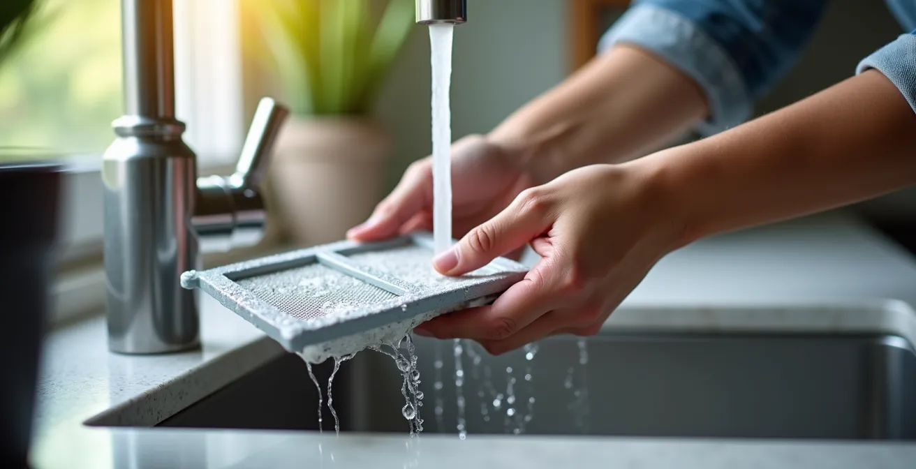 Nettoyage minutieux du filtre d'un climatiseur mobile