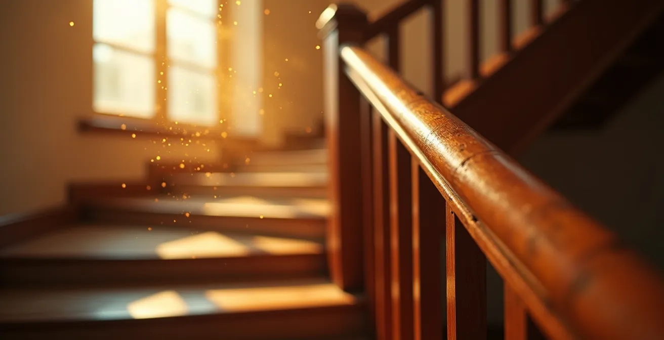 Coupe architecturale d'une maison montrant la circulation d'air chaud dans l'escalier