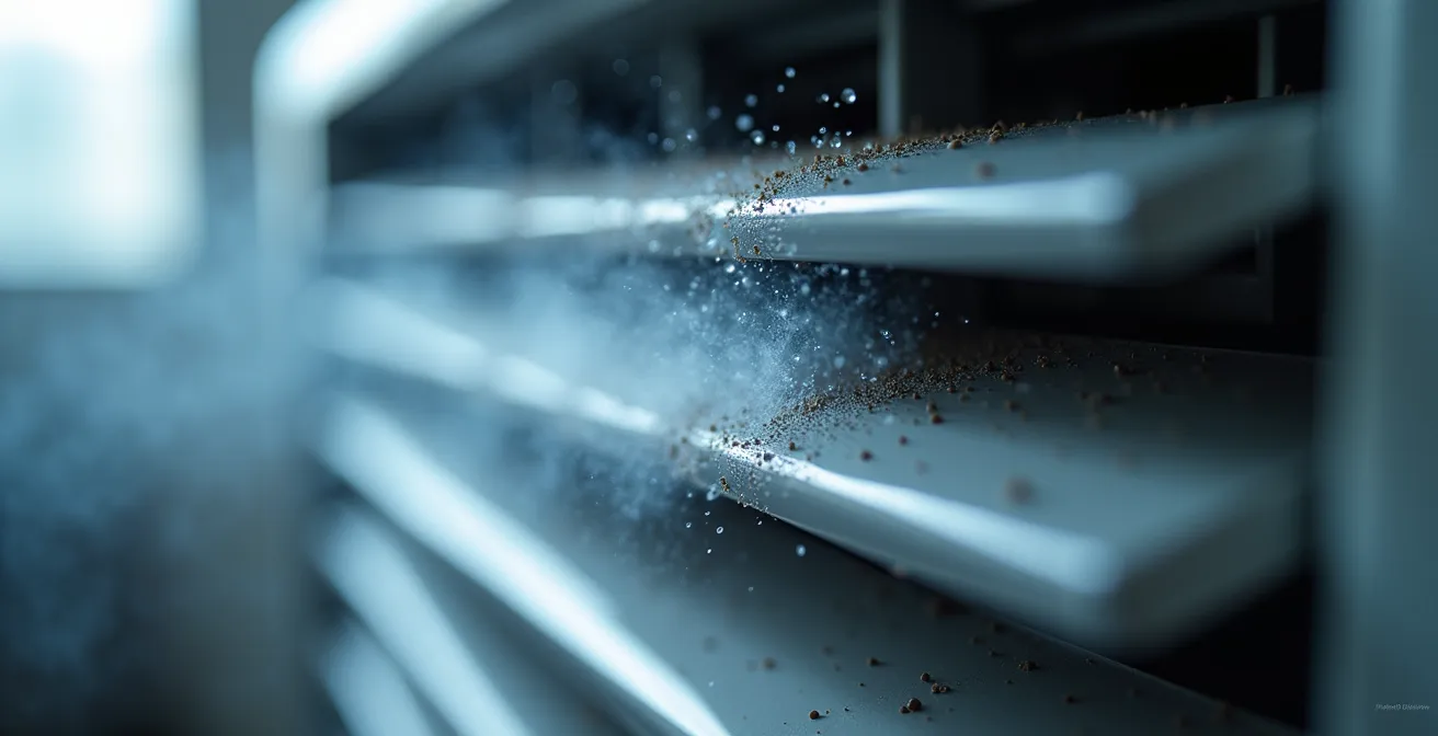 Système de diffusion par nébulisation installé sur une bouche de soufflage de climatisation