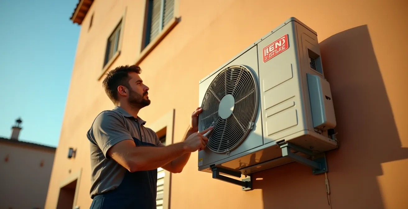 Technicien intervenant en urgence sur une climatisation en période estivale